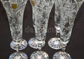 6db Használatlan dekoratív ólomkristály pezsgős pohár /
6 pcs of unused lead crystal champagne glass...