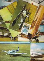 25  régi repülőket ábrázoló képeslap a nyolcanas évekből, Oldtimer Rally alkalmi bélyegzésekkel