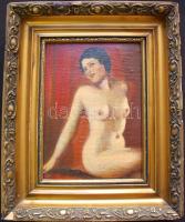 Szalkay Gusztáv (1874-1933): Női akt, olaj-farost, jelzett 19x26cm keretben