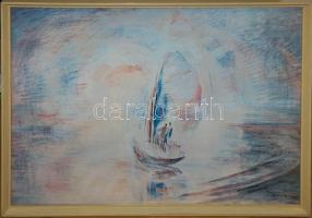 Egry József: Balatoni vitorlás olajnyomat keretben 68x57cm