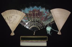 3db különböző anyagú és mintájú legyező, jó állapotban / Various kinds of fans 27-20cm