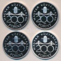 1992/93/94/95. 200Ft Ag (4x) "MNB" / "Deák" T:PP