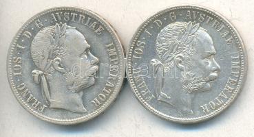Ausztria 1879. 1Fl Ag T:2 + 1886. 1Fl Ag T:2- +  Austria 1879. 1 Florin Ag T:XF + 1886. 1 Florin Ag C:VF