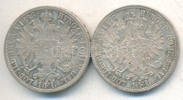 Ausztria 1879. 1Fl Ag T:2 + 1886. 1Fl Ag T:2- + 
Austria 1879. 1 Florin Ag T:XF + 1886. 1 Florin Ag ...