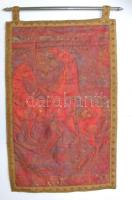 Lovakat ábrázoló spanyol szövet falidísz / Spanish textile wall-decoration 61x36cm