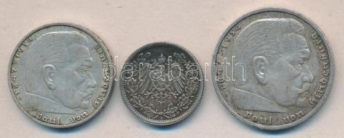 Német Birodalom/Császárság 1905-1918. 1/2M Ag (3x) + Német 3. Birodalom 1935A 5M Ag "Hindenburg...