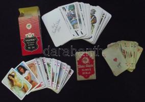 3db komplett kártyapakli, közte egy 55db-os erotikus fotókkal díszített franciakártya-pakli, és egy Piatnik tarokk / 3 sets of play cards, one with erotic pictures