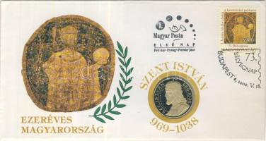 2000. "Ezeréves Magyarország-Szt.István" emlékérem érmés borítékon, első napi bélyegzővel T:PP Csak 600db! R!