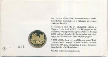 2000. "Ezeréves Magyarország-Szt.István" emlékérem érmés borítékon, első napi bélyegzővel ...