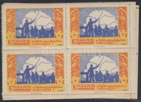 ~1920  2db irredenta levélzáró négyestömb - Kívánjuk a földrajzoktatás reformját!