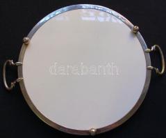 Fémkeretű, díszes porcelán tálca /
Porcelain plate in metal frame d: 28cm