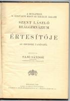 1928-1931 A budapesti Szent László Reálgimnázium értesítői a tanévekről