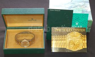 Rolex Datejust 18K arany - acél automata karóra új, hibátlan állapotban eredeti tokban, dobozában kedvező áron / Rolex Datejust 36mm watch, polished round stainless steel case (36mm diameter, 11mm thickness) with 18kt yellow gold screw-down Triplock winding crown, polished domed 18kt yellow gold bezel, stainless steel and 18kt yellow gold Jubilee bracelet with solid links and hidden clasp, steel dial with applied yellow gold Roman numerals, date calendar at 3 o'clock, 31 jewel Caliber 3135 self-winding mechanical Oyster Perpetual COSC certified chronometer movement, scratch-resistant sapphire crystal, water-resistant to 100 meters (330 feet).
