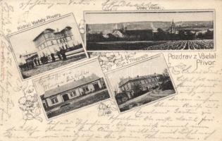 1898 Vsetat-Privory with railway station, mill and the shop of Adolf Oplatka