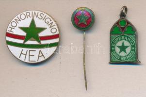 ~1940. 3db különböző zománcozott eszperantó jelvény T:1-,2