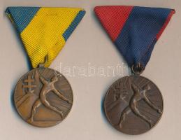 Nyitray Dániel (1890-1971) 1921. "A Magyar Athletikai Szövetség Északi Kerülete" Br emlékérem (2x) különféle mellszalaggal T:2