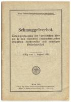 1931 DDSG Schmuggelverbot csempészeti tilalom. Tiltott cikkek jegyzéke, szabályozás a Duna-menti országokban és tájékoztató németül / DDSG regulations in the different countries 32p.