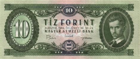 1969. 10Ft (5x) közeli sorszámokkal T:II hajtva,de nem törve