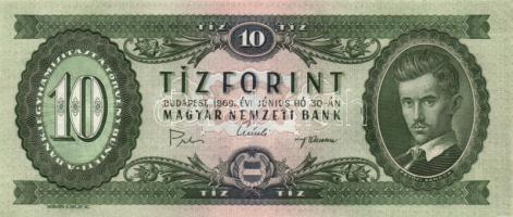 1969. 10Ft (5x) közeli sorszámokkal T:II hajtva,de nem törve
