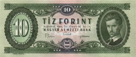 1969. 10Ft (5x) közeli sorszámokkal T:II hajtva,de nem törve