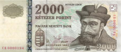 2002. 2000Ft "CB 0000194" T:I