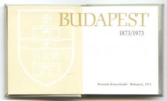 Budapest 1873-1973 c. minikönyv, műbőr kötésben, Kossuth Nyomda, Bp. 1972, számos illusztrációval