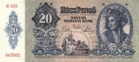 1941. 20P "005" (4x) egymás utáni sorszámmal! T:I- apró sarokkopás