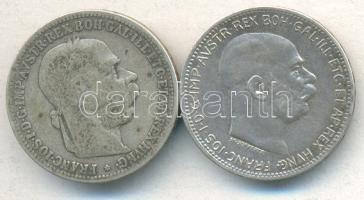 Ausztria 1893. 1K Ag + 1915. 1K Ag T:3,2 Austria 1893. 1 Corona Ag + 1915. 1 Corona Ag C:F,XF