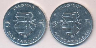 1947. 5Ft Ag "Kossuth" (2x) T:2