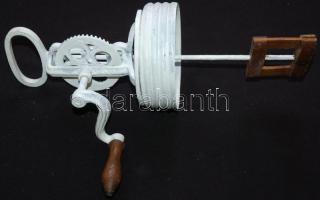 Régi fa-fém köpülő-habverő 34cm