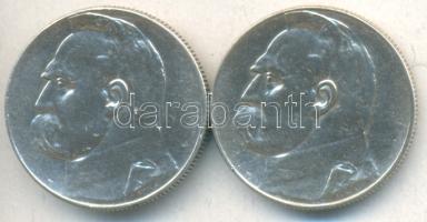 Lengyelország 1936. 5Zl Ag "Jozef Pilsudski" (2x) T:2 Poland 1936. 5 Zlotyzh Ag "Jozef Pilsudski" (2x) C:XF