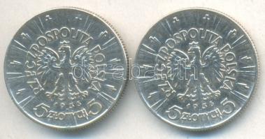 Lengyelország 1936. 5Zl Ag "Jozef Pilsudski" (2x) T:2
Poland 1936. 5 Zlotyzh Ag "Joze...