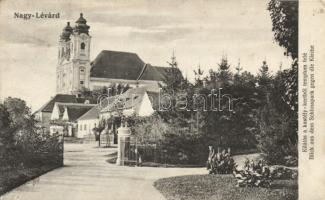 Nagylévárd Castle garden, church