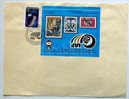 1986 Nemzetközi Asztronautikai Kongresszus Alkalmi bélyegzésű boríték 7 magyar, szovjet és amerikai ...