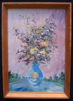 1994 Viola Gábor: Virágcsokor, olaj-farost, jelzett, keretben 22x32cm