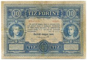 1880. 10Ft / 10G "Osztrák-Magyar Bank" T:III (javítva) /  Austro-Hungarian Monarchy 1880. 10 Forint / 10 Gulden C:F (repaired) Adamo G128., Kodnar 104a