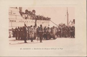 Bizerte, port, Benediction of the Serbian flag by a pope, steamship (EK)