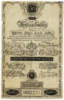 1806. 50G "Bécsi városi bankócédula" vízjellel, kézi sorszámozással! T:II- R! / Habsburg Monarchy 1806. 50 Gulden "Wiener-Stadt Banco-Zettel" with watermark C:VF R! Adamo G42., Kodnar 44a.