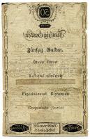 1806. 50G "Bécsi városi bankócédula" vízjellel, kézi sorszámozással! T:II- R! /
Habsburg M...