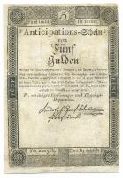 1813. 5G "Anticipations-Scheine" kézi sorszámozással! T:III (javítva) / Austrian Empire 1813. 5 Gulden "Anticipations-Scheine" C:F (repaired) Adamo G52., Kodnar 54a.