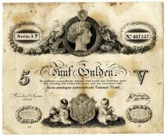 1841. 5G "Privilegirte..." vízjellel T:III R! / Austrian Empire 1841. 5 Gulden "Privilegirte..." with watermark C:F R! Adamo G71., Kodnar 73a.