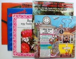 43db 33-as és 6db 45-ös bakelit lemez főleg 60-70-es évekbeli magyar előadókkal (Koncz Zsuzsa, Katona Klári, Korda György, Szécsi Pál, Karády Katalin stb.) és magyar népzenével / Vinyls with Hungarian folk and pop music mostly from the 60s-70s