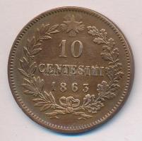 Olaszország 1863. 10c "II. Viktor Emanuel" T:2 Italy 1863. 10 Centesimi "Vittorio Emanuele II" C:XF