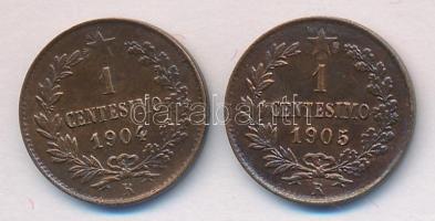 Olaszország 1904. 1c Cu + 1905. 1c Cu "II. Viktor Emanuel" T:2 Italy 1904. 1 Centesimo Cu + 1905. 1 Centesimo Cu "Vittorio Emanuele II" C:XF