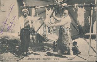 Turkish market, butchers in Constantinople, folklore