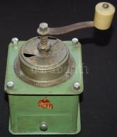Régi festett fém kávédaráló kiváló állapotban / Vintage metal coffee grinder in excellent shape 20x11x11cm
