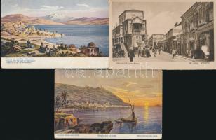 6 db régi képeslap Izrael területéről, egy kivételével mind használatlan