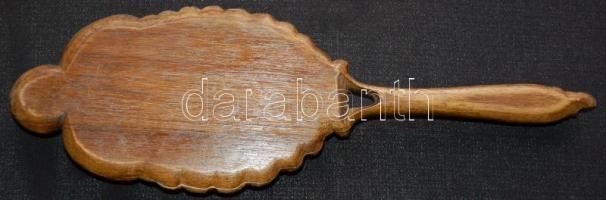 Kézi tükör faragott, díszes fakeretben /
Hand mirror in decorative wooden frame 35cm