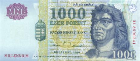 2000. 1000Ft "DC" (2x) "Millennium" egymás utáni sorszámmal T:I
