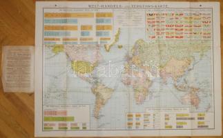 1909 Világ kereskedelmi és közlekedési térkép (hajtásoknál kopások) / World trade and traffic map. Freytag & Berndt. (wears at folding) 100x100 cm